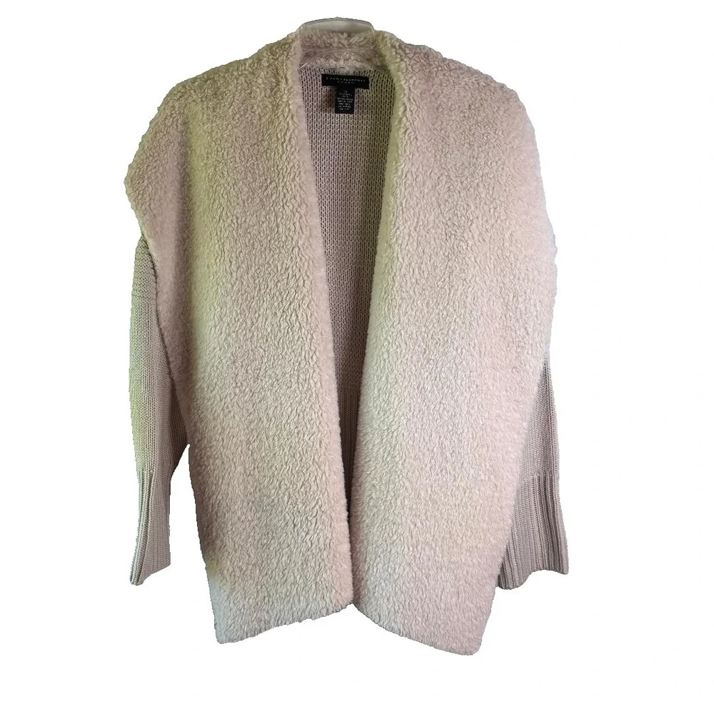 Grace Elements Cardigan Sweater Jacket Beige Women's Size 3X Faux‎ Fur